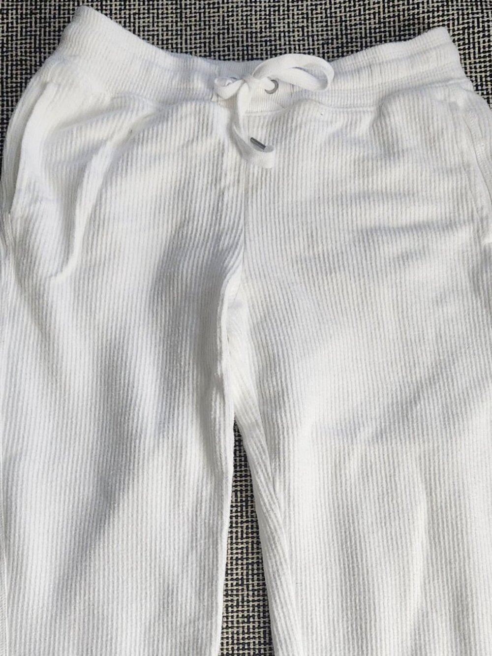 Aerie Real Soft® Ribbed Knit Drawstring Lounge Pants in Cream / Off-White